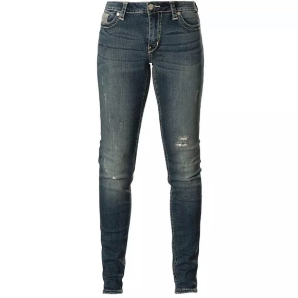 AFFLICTION Women's Denim Jeans JADE FLEUR GWEN Emb - Picture 2 of 12